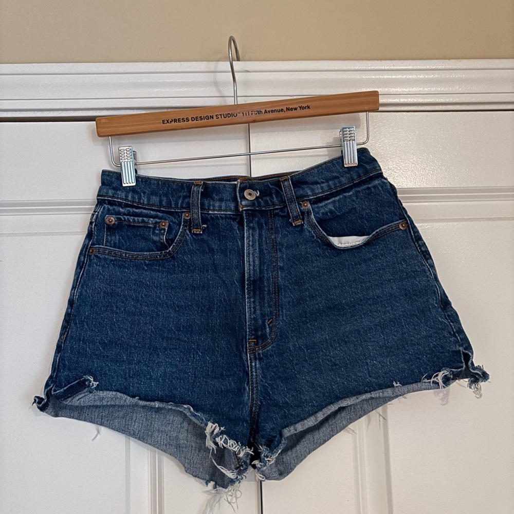 Abercrombie & Fitch Blue Jean Shorts High-Waisted Distressed